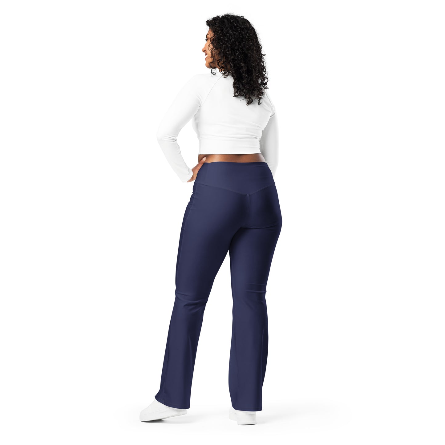 Navy Blue Flare Leggings - COCOBLACK