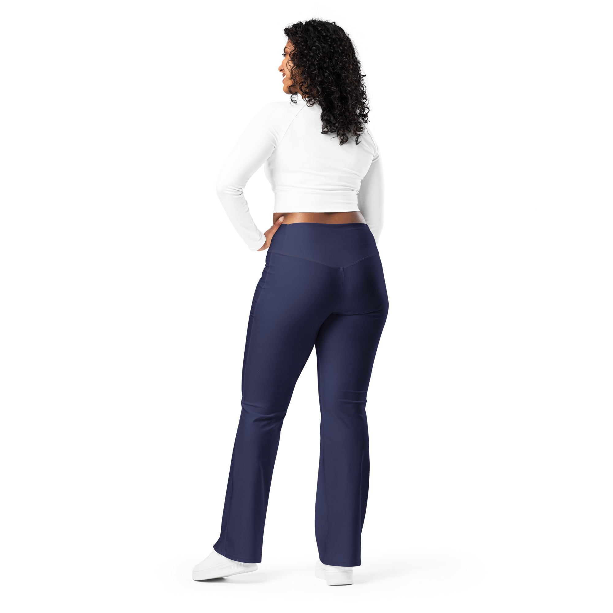 Navy Blue Flare Leggings - COCOBLACK