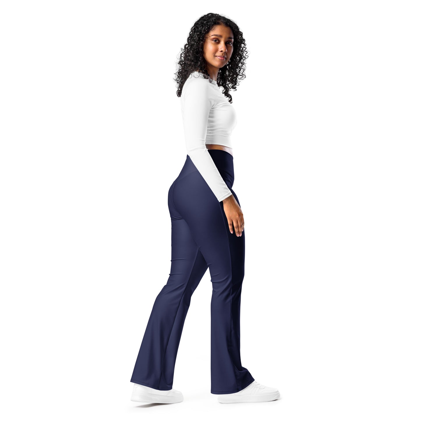 Navy Blue Flare Leggings - COCOBLACK