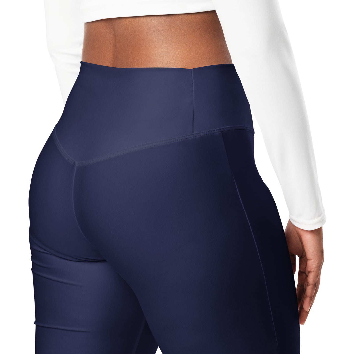 Navy Blue Flare Leggings - COCOBLACK