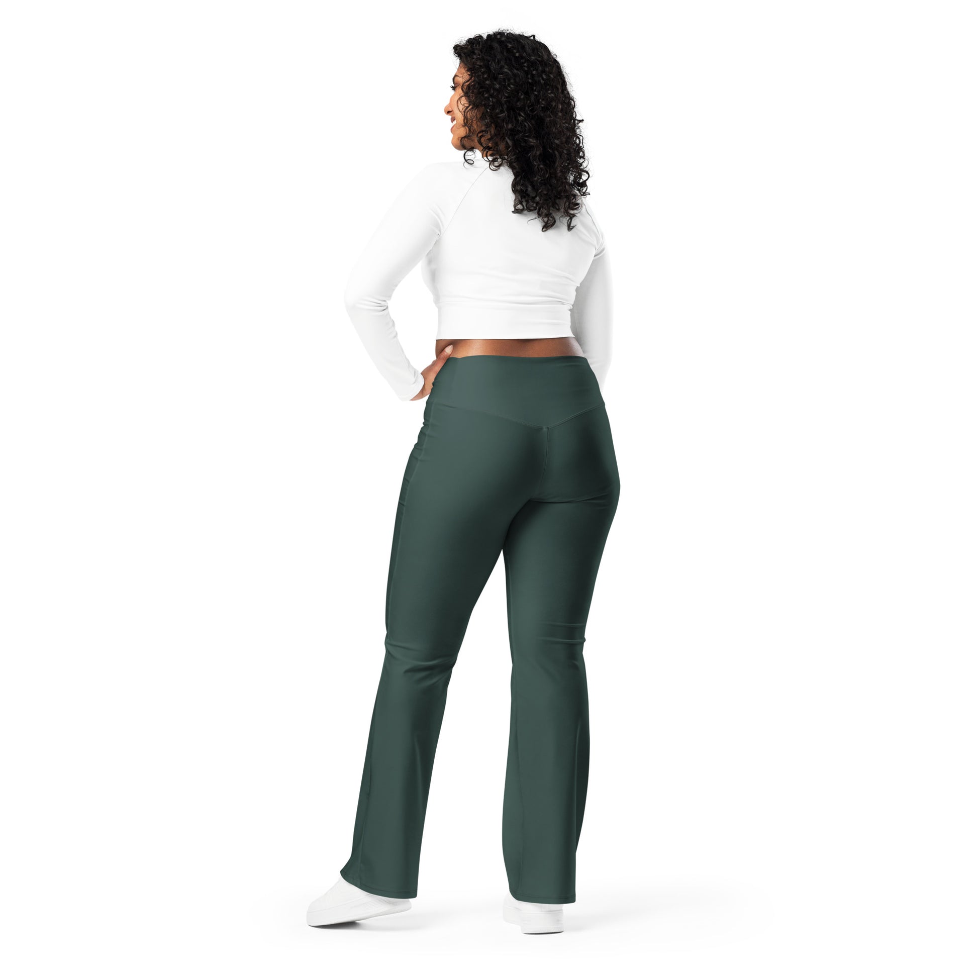 Dark Green Flare Leggings - COCOBLACK