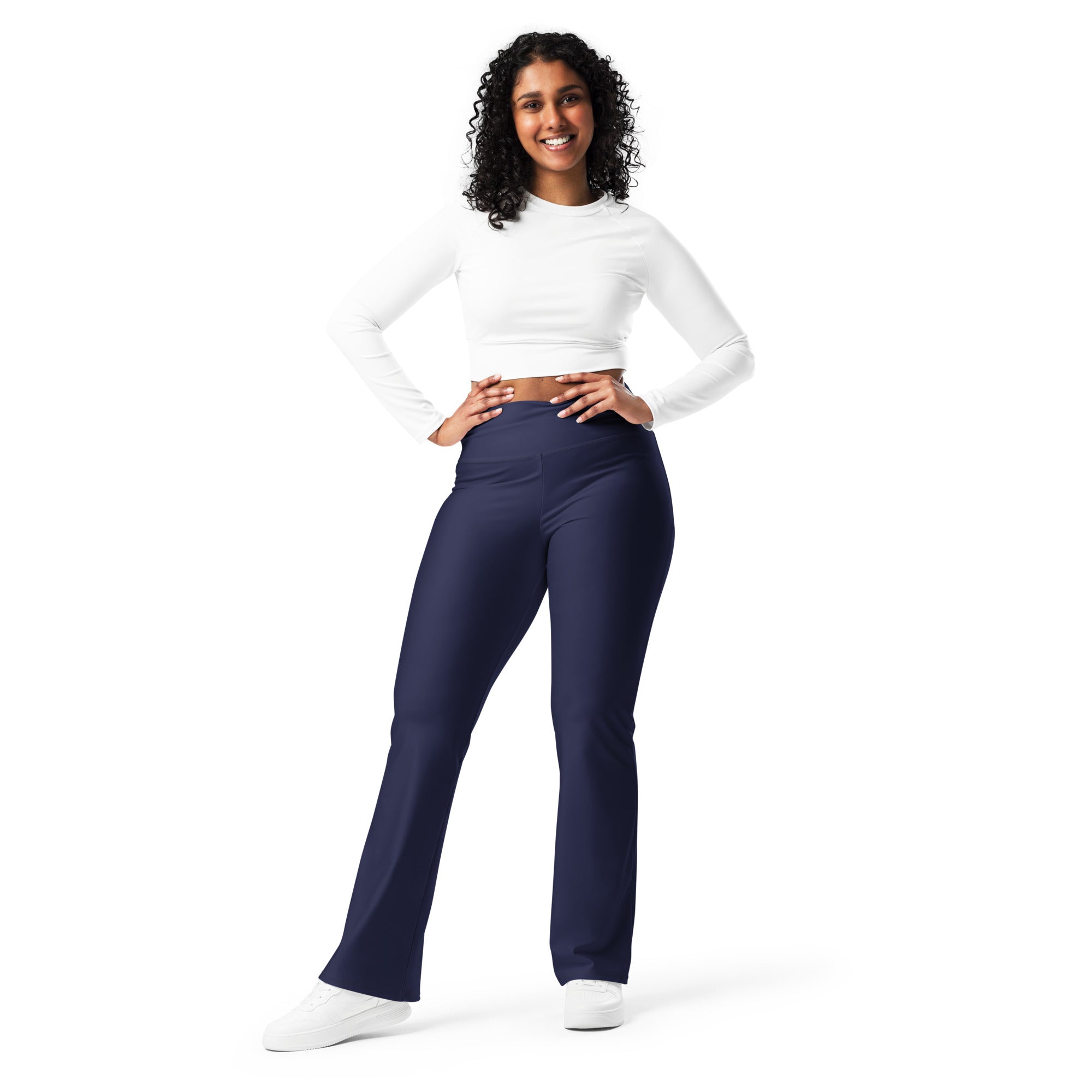 Navy Blue Flare Leggings - COCOBLACK
