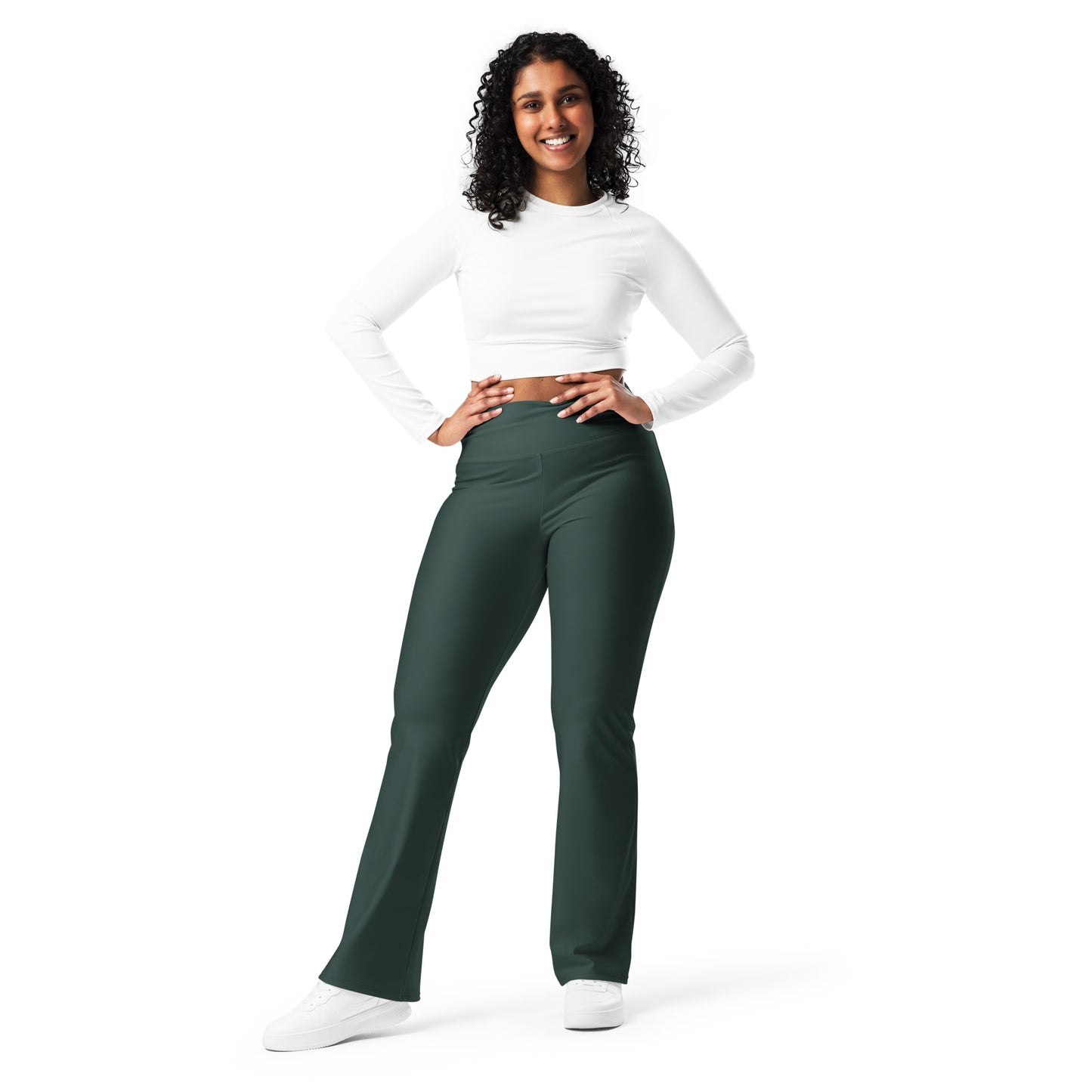 Dark Green Flare Leggings - COCOBLACK