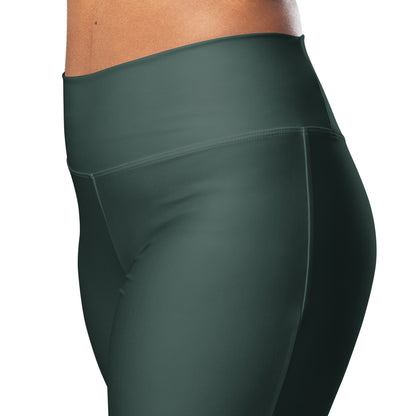 Dark Green Flare Leggings - COCOBLACK