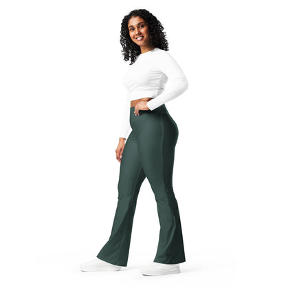 Dark Green Flare Leggings - COCOBLACK