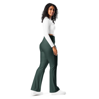 Dark Green Flare Leggings - COCOBLACK