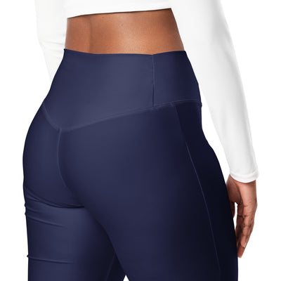 Navy Blue Flare Leggings - COCOBLACK
