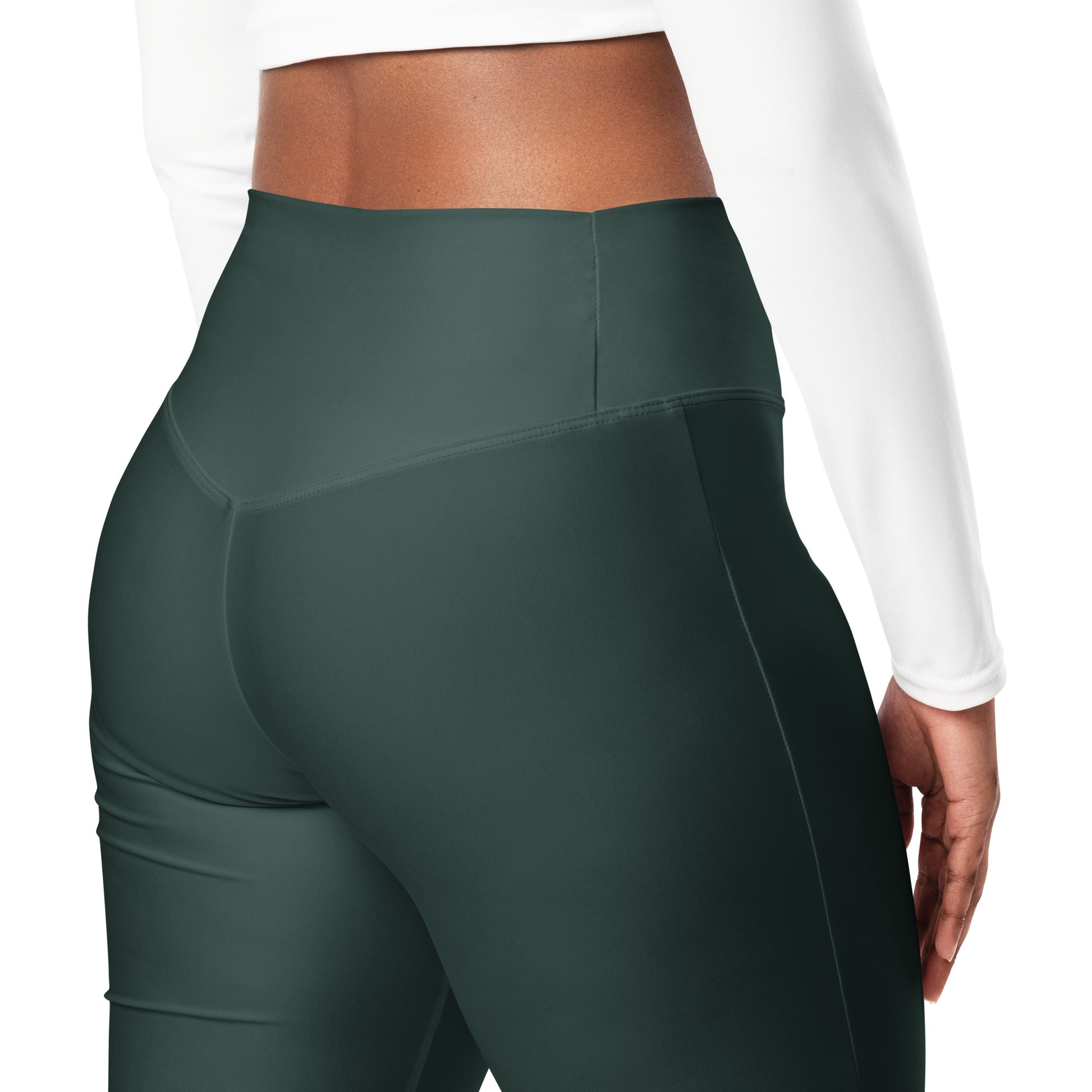 Dark Green Flare Leggings - COCOBLACK