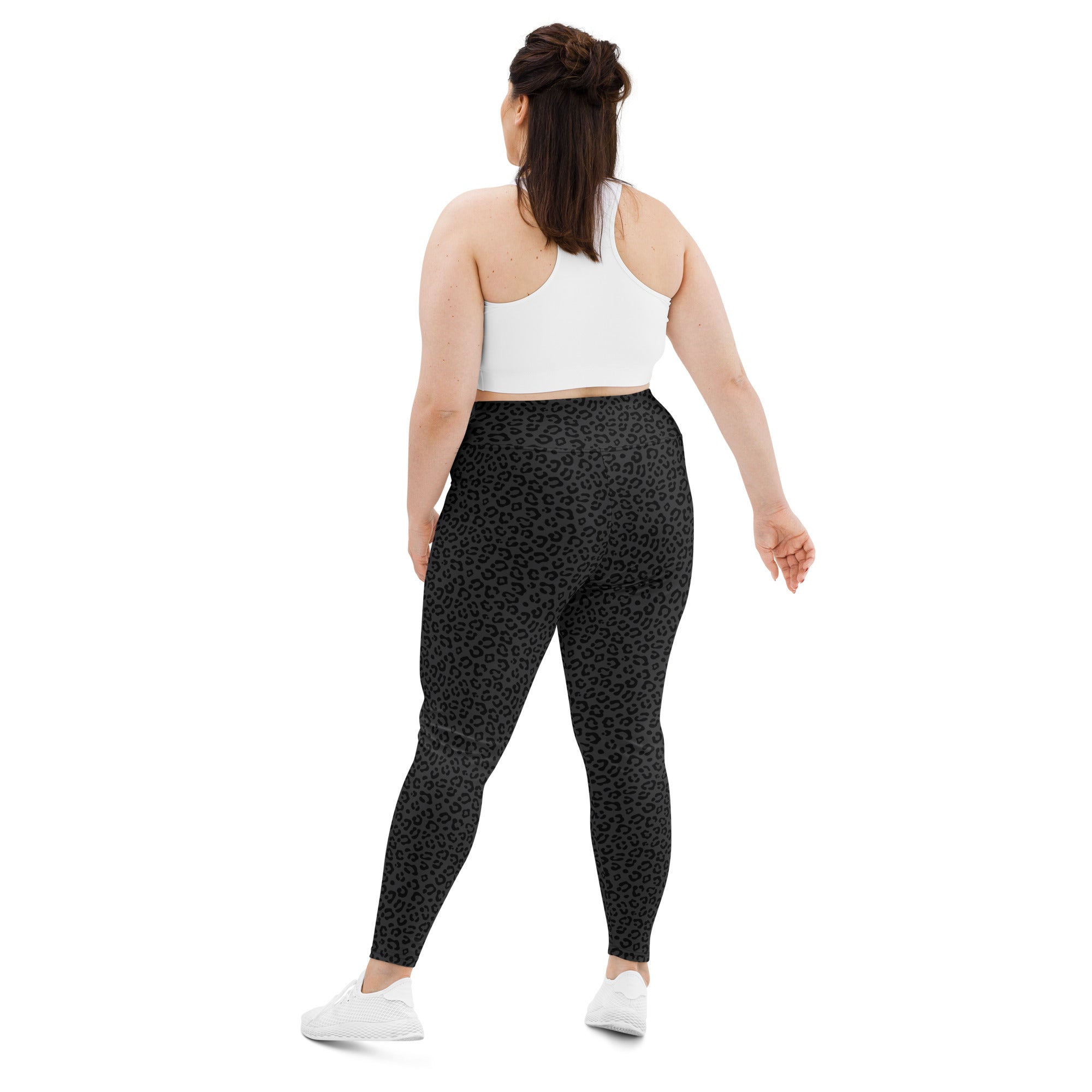 Dark Gray Leopard Plus Size Leggings - COCOBLACK