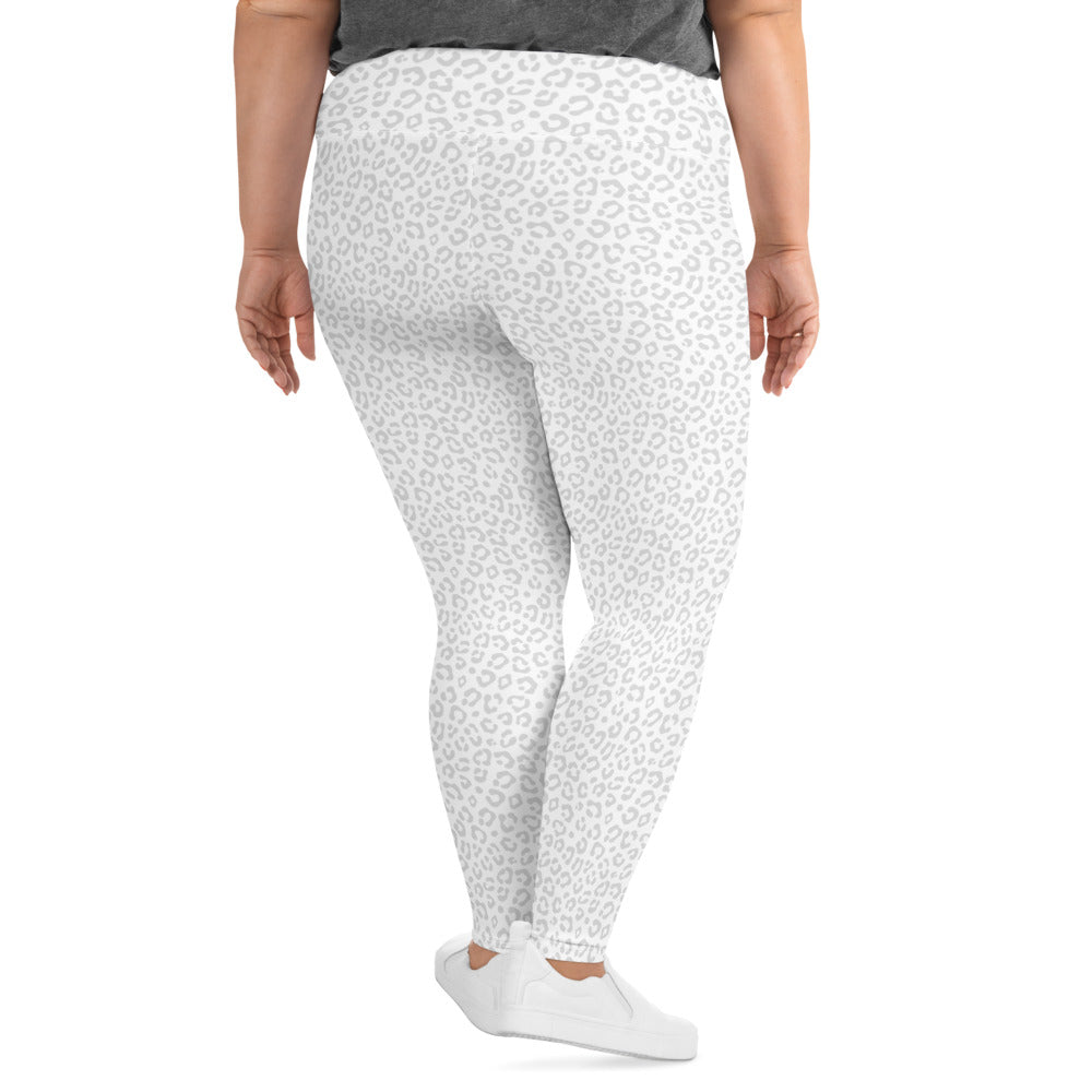 White Leopard Plus Size Leggings - COCOBLACK