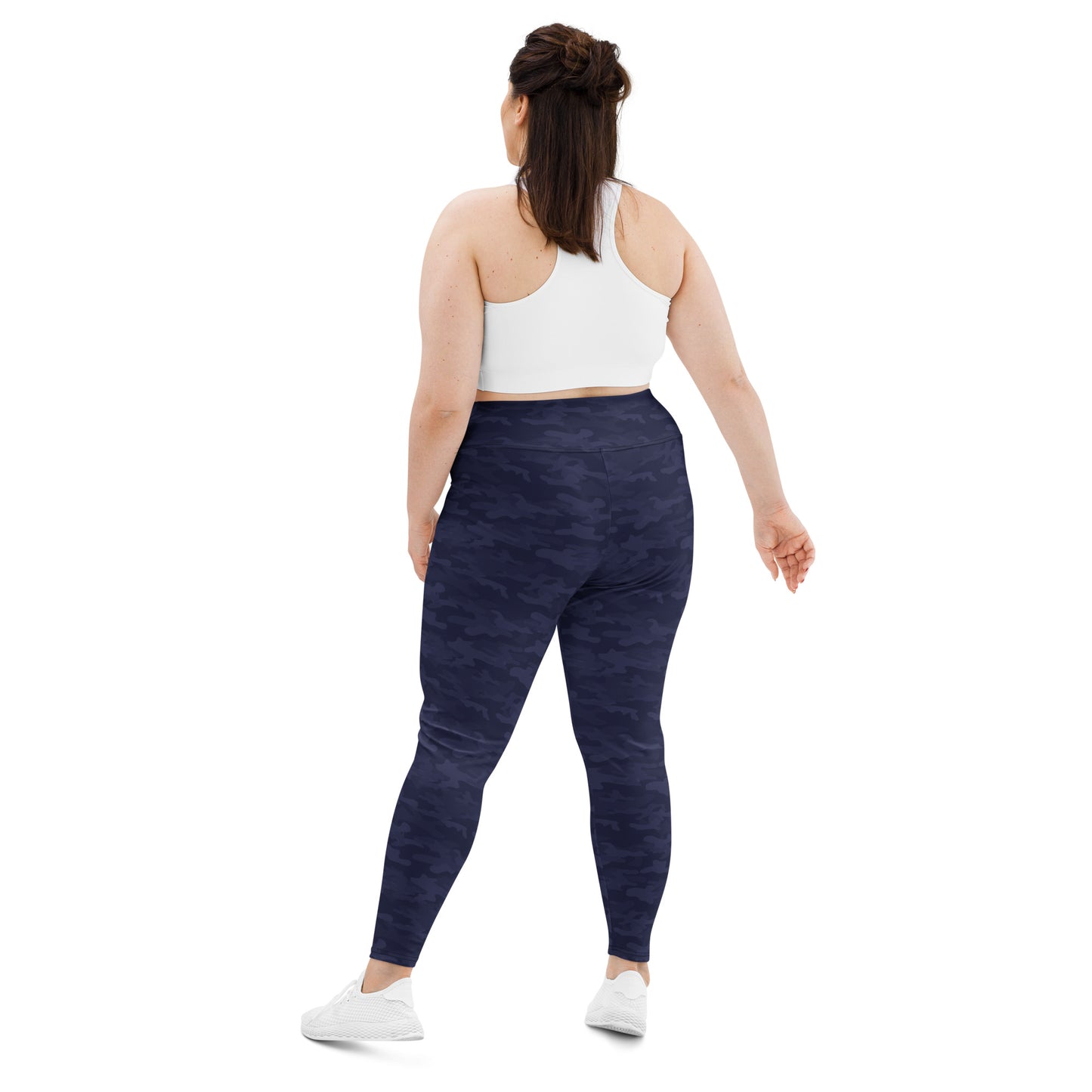 Navy Blue Camo Plus Size Leggings - COCOBLACK