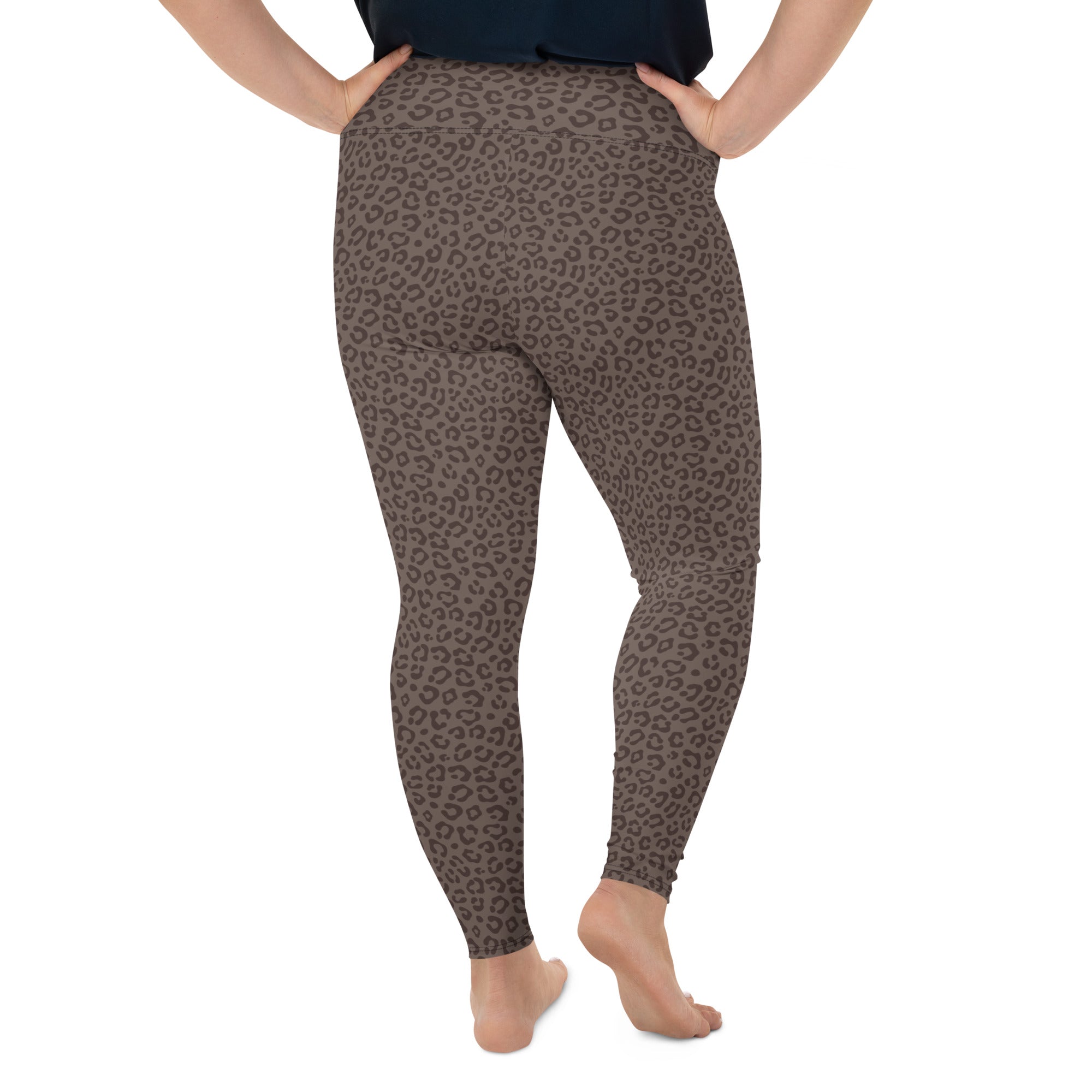 Brown Leopard Plus Size Leggings - COCOBLACK