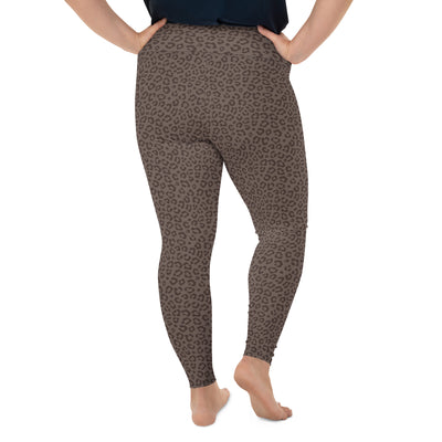 Brown Leopard Plus Size Leggings - COCOBLACK