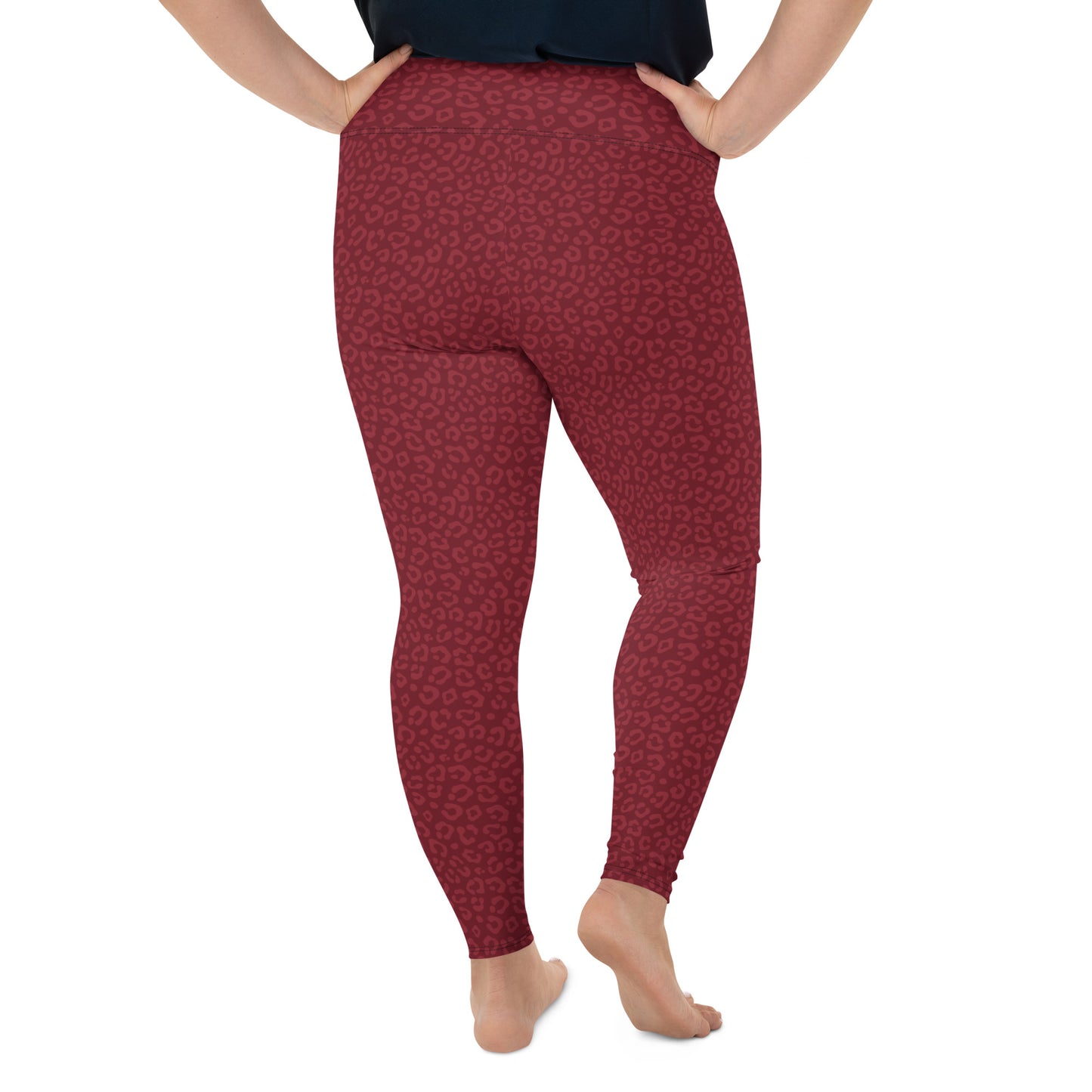 Red Leopard Plus Size Leggings - COCOBLACK