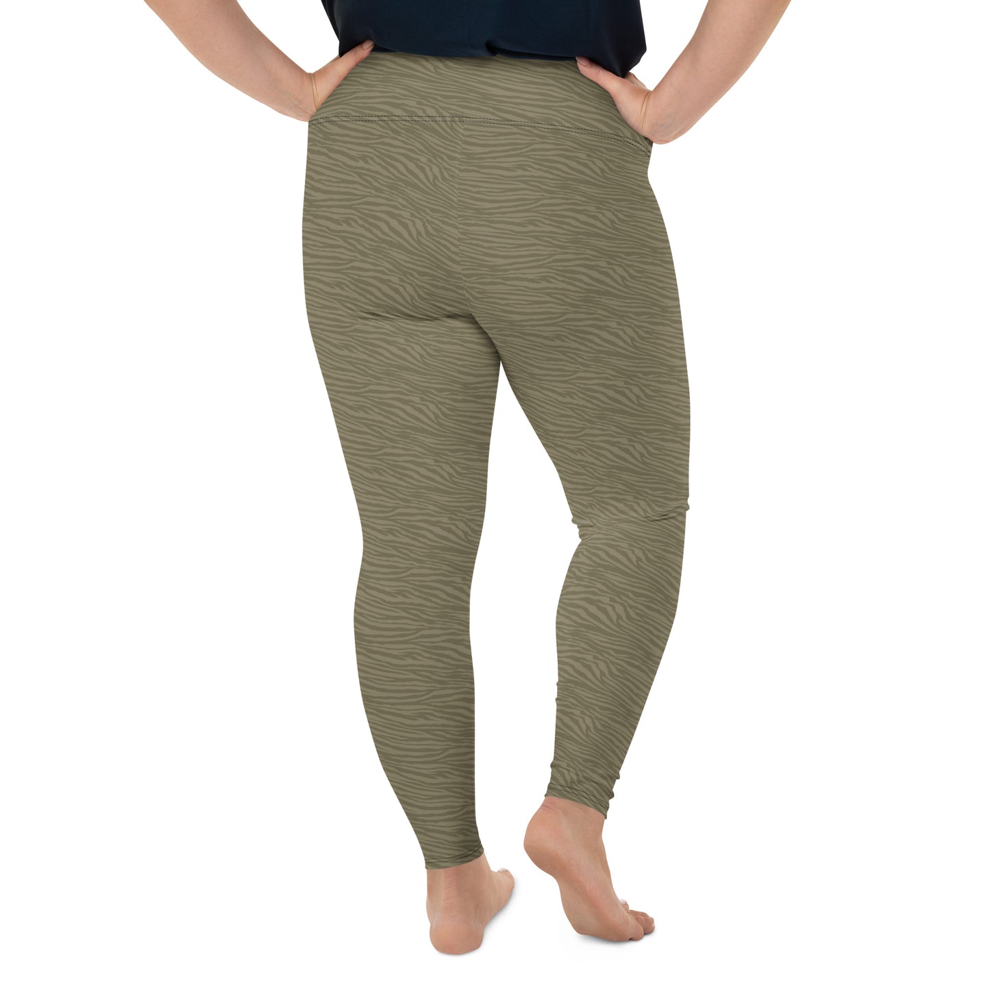 Olive Tiger Plus Size Leggings - COCOBLACK