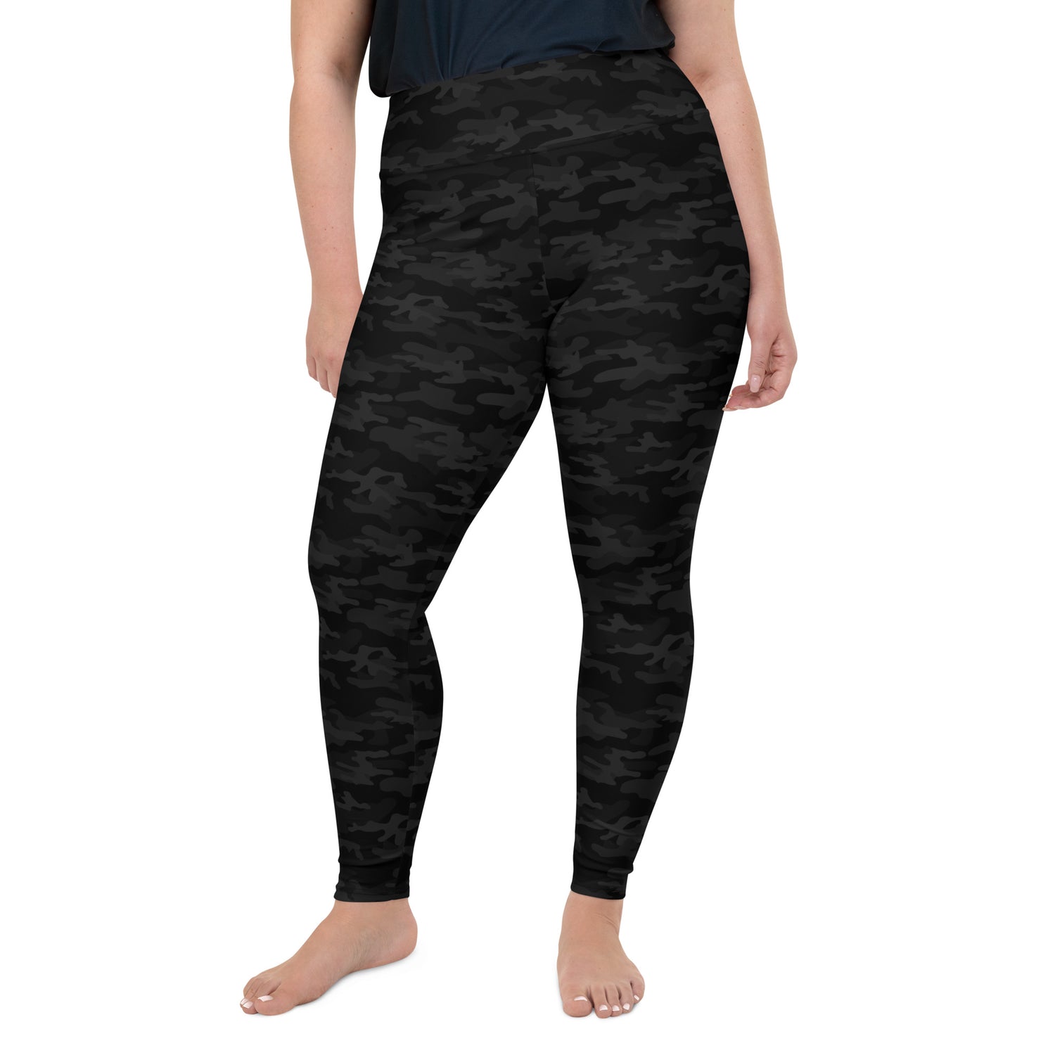 Black Camo Plus Size Leggings - COCOBLACK