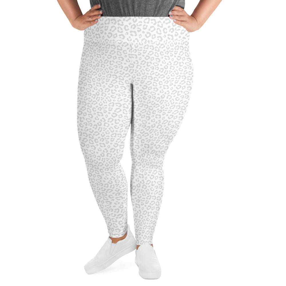 White Leopard Plus Size Leggings - COCOBLACK