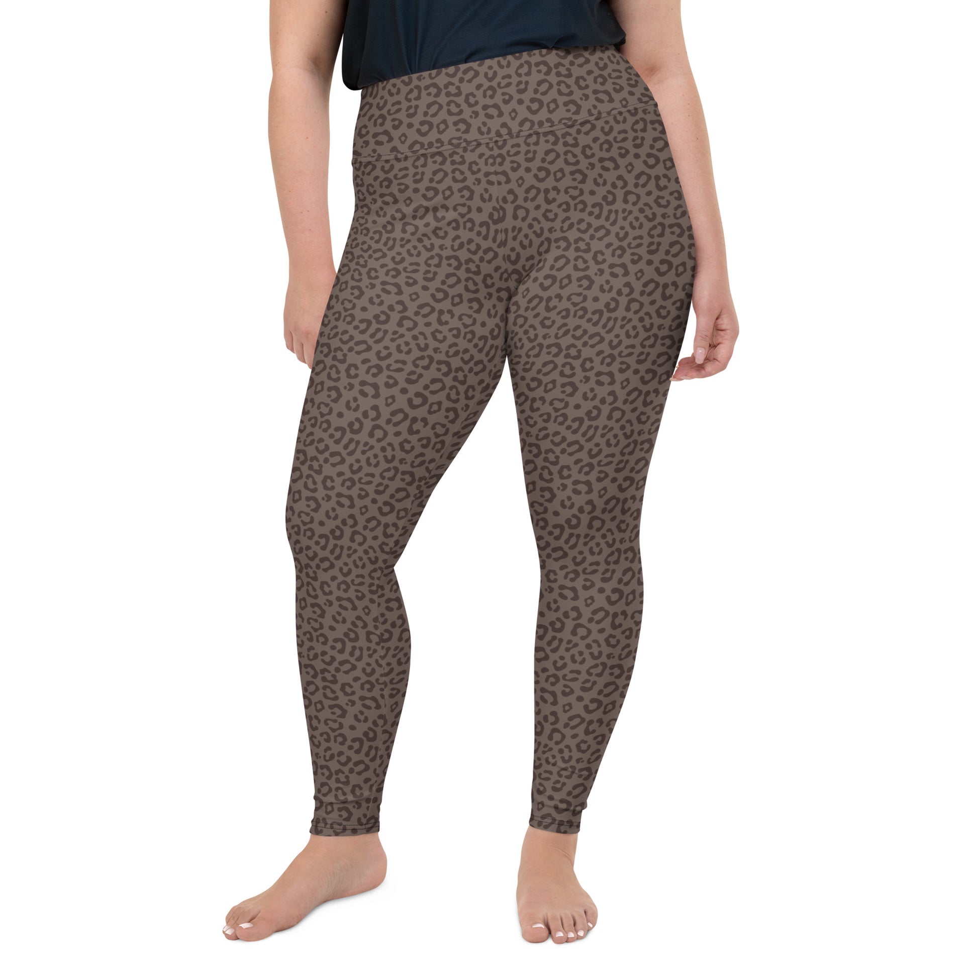 Brown Leopard Plus Size Leggings - COCOBLACK