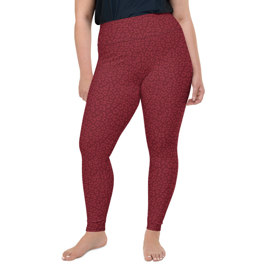 Red Leopard Plus Size Leggings - COCOBLACK