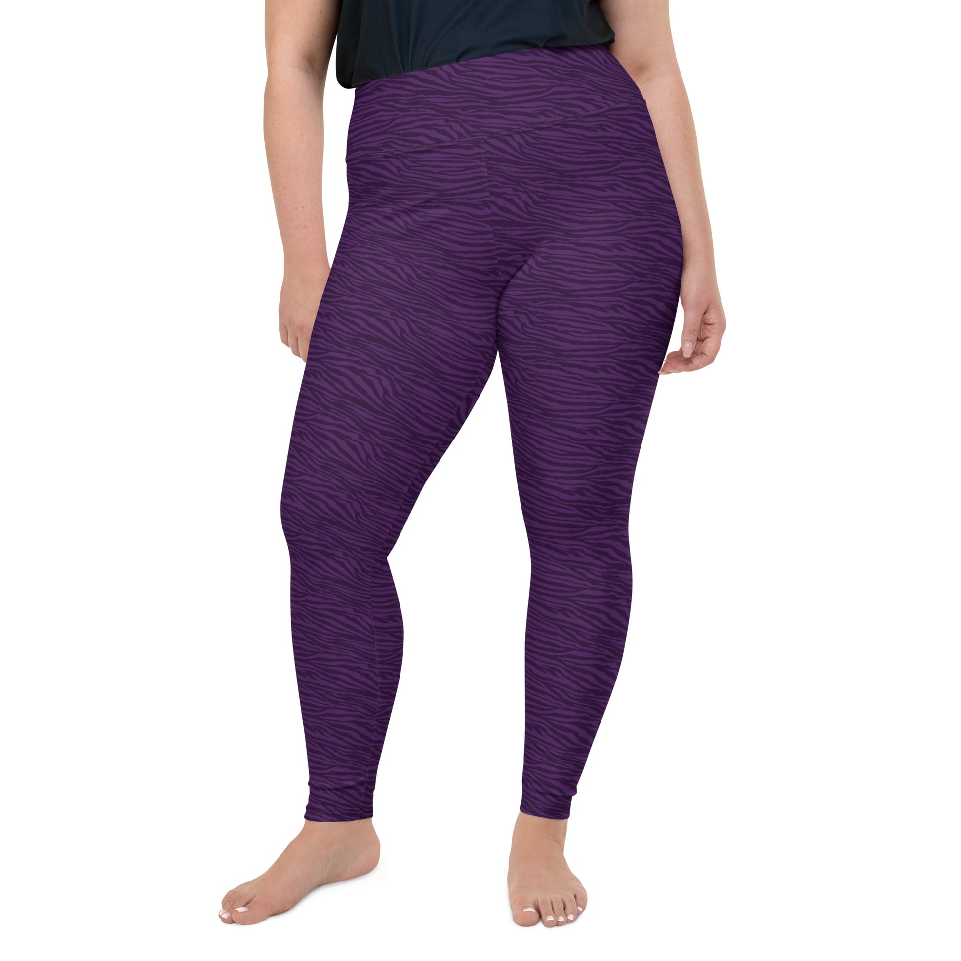 Purple Tiger Plus Size Leggings - COCOBLACK