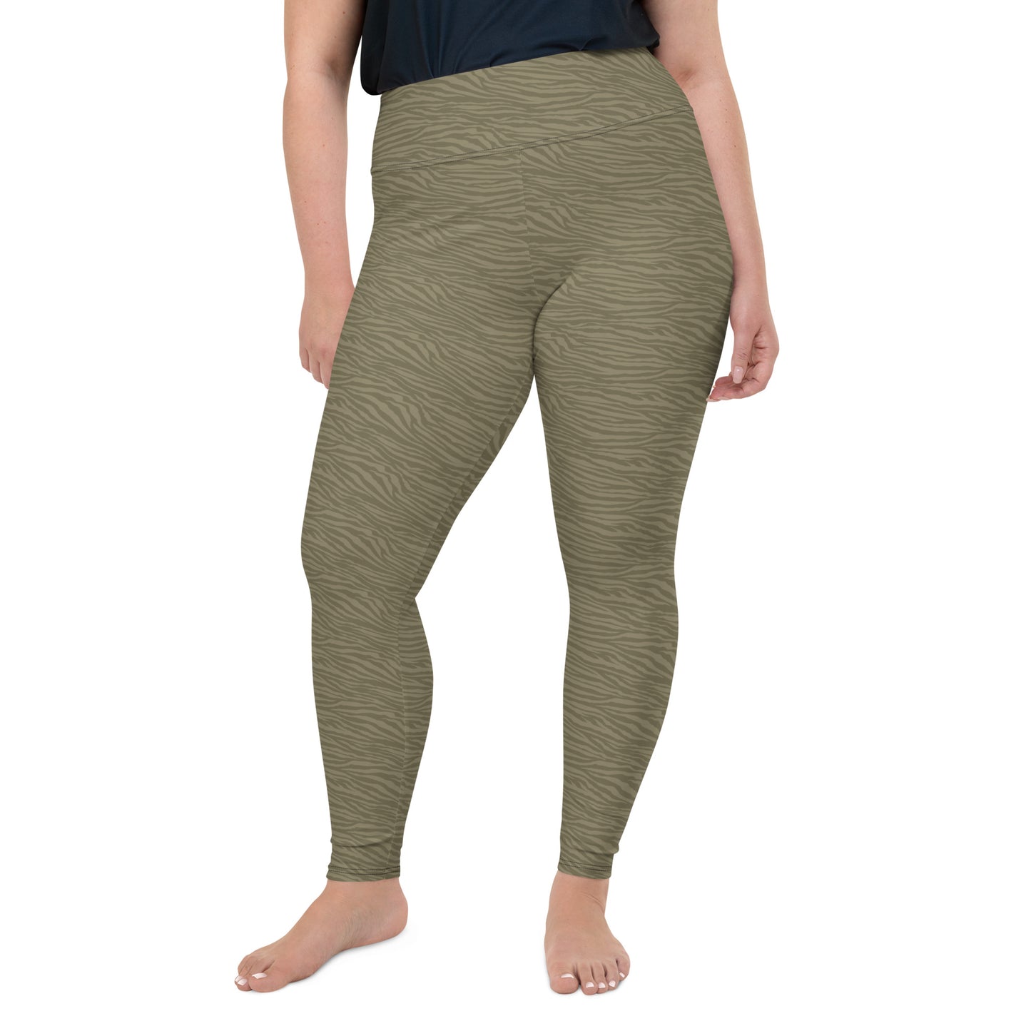 Olive Tiger Plus Size Leggings - COCOBLACK