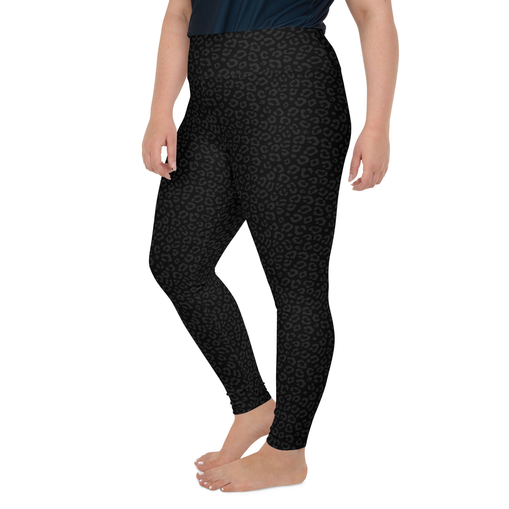 Black Leopard Plus Size Leggings - COCOBLACK