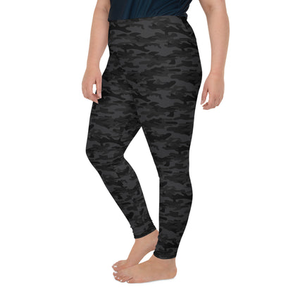 Dark Gray Camo Plus Size Leggings - COCOBLACK