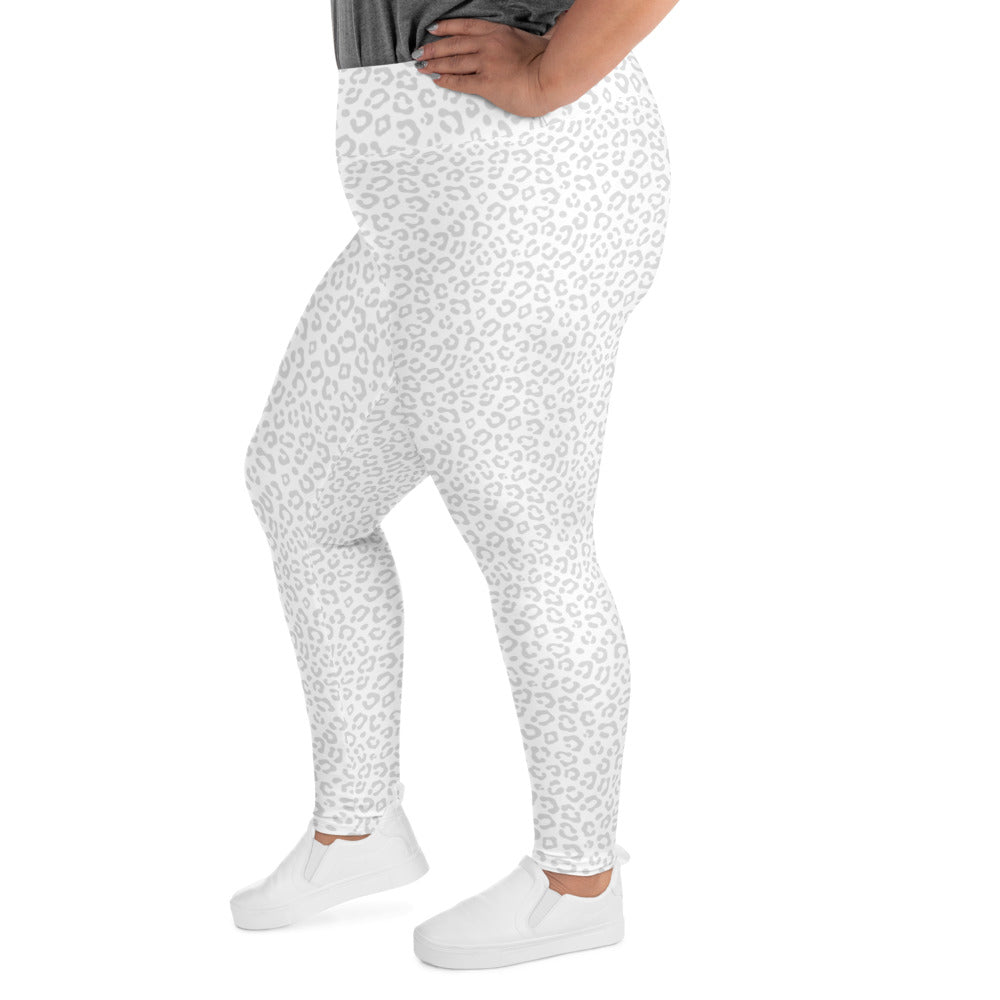 White Leopard Plus Size Leggings - COCOBLACK