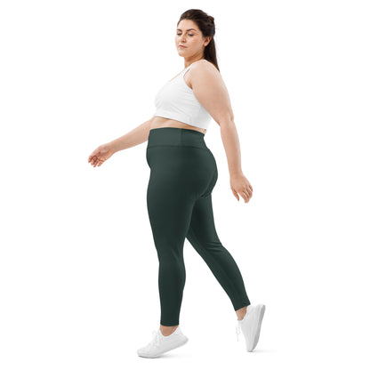 Dark Green Plus Size Leggings - COCOBLACK