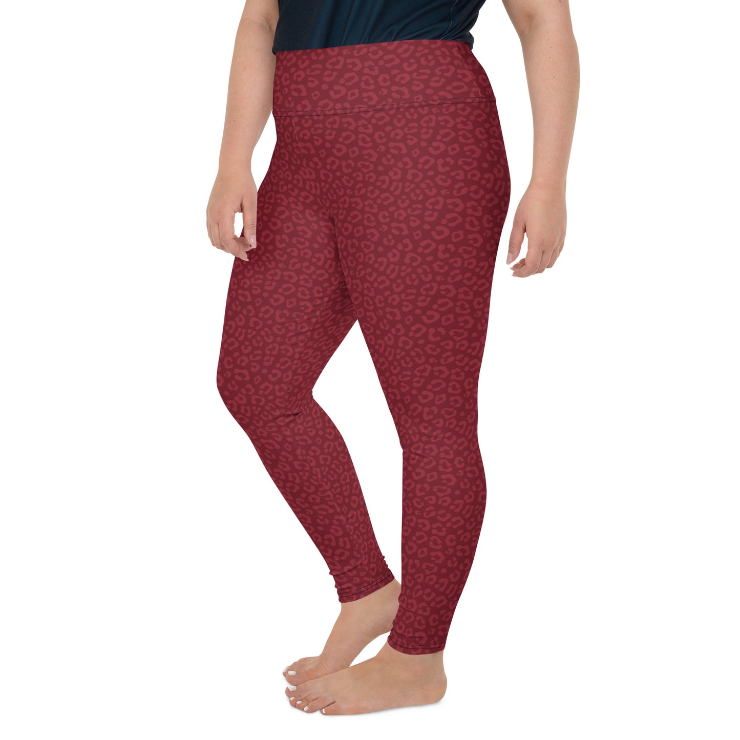 Red Leopard Plus Size Leggings - COCOBLACK