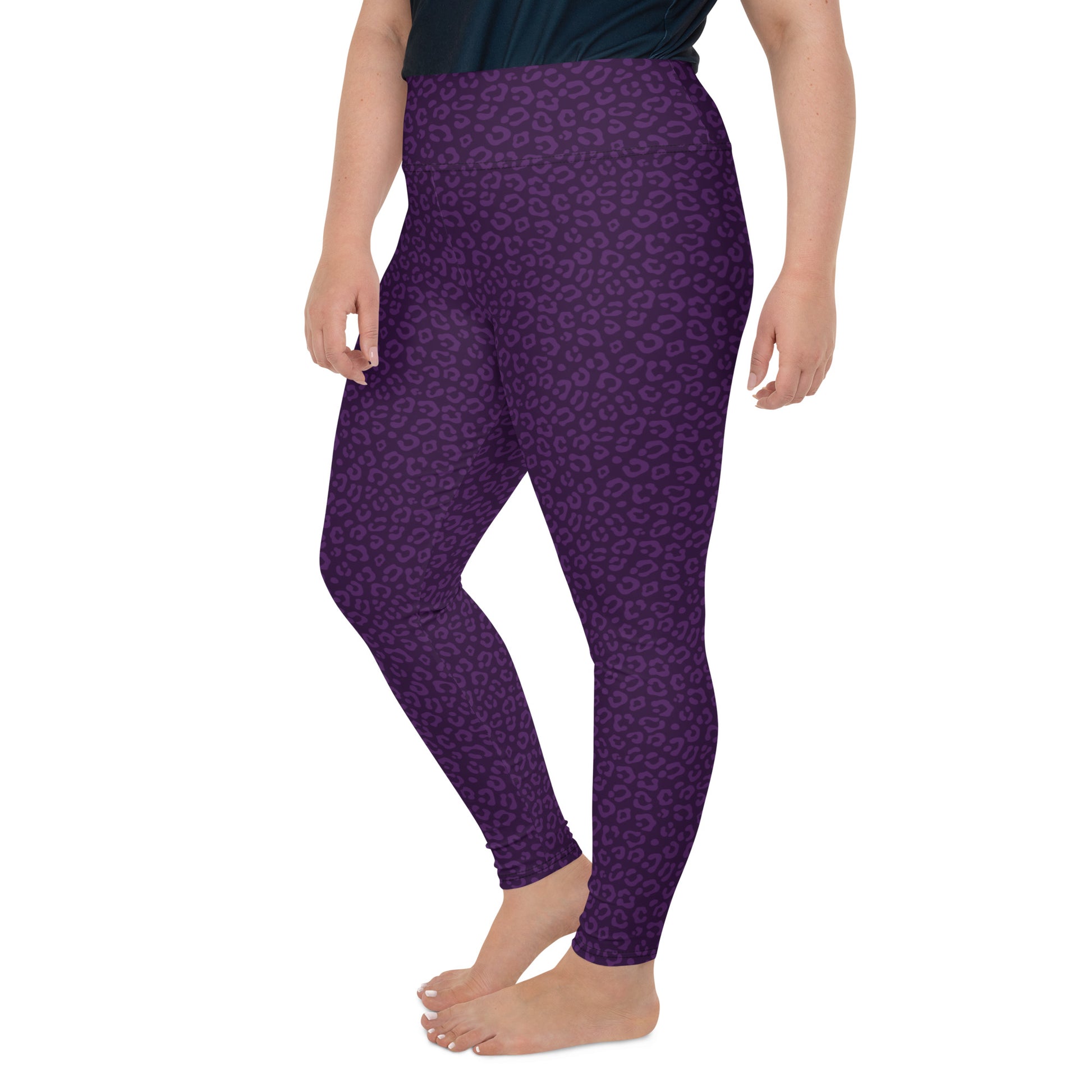 Purple Leopard Plus Size Leggings - COCOBLACK