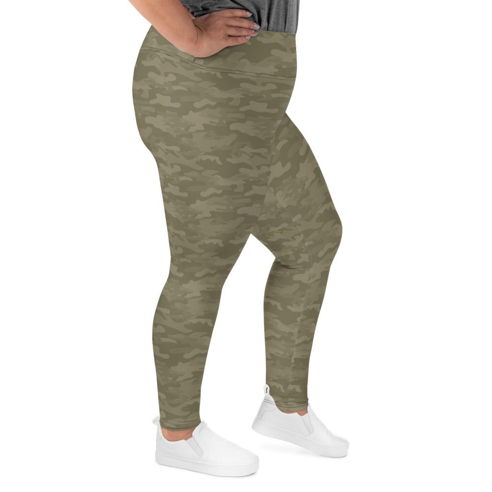 Olive Camo Plus Size Leggings - COCOBLACK