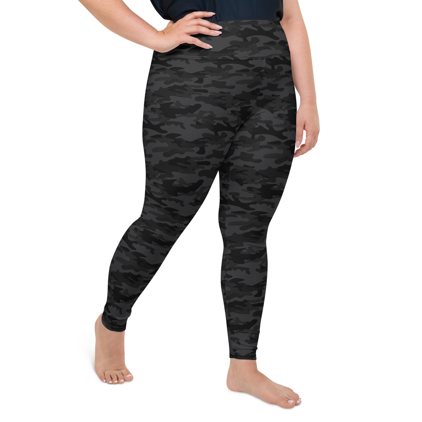 Dark Gray Camo Plus Size Leggings - COCOBLACK