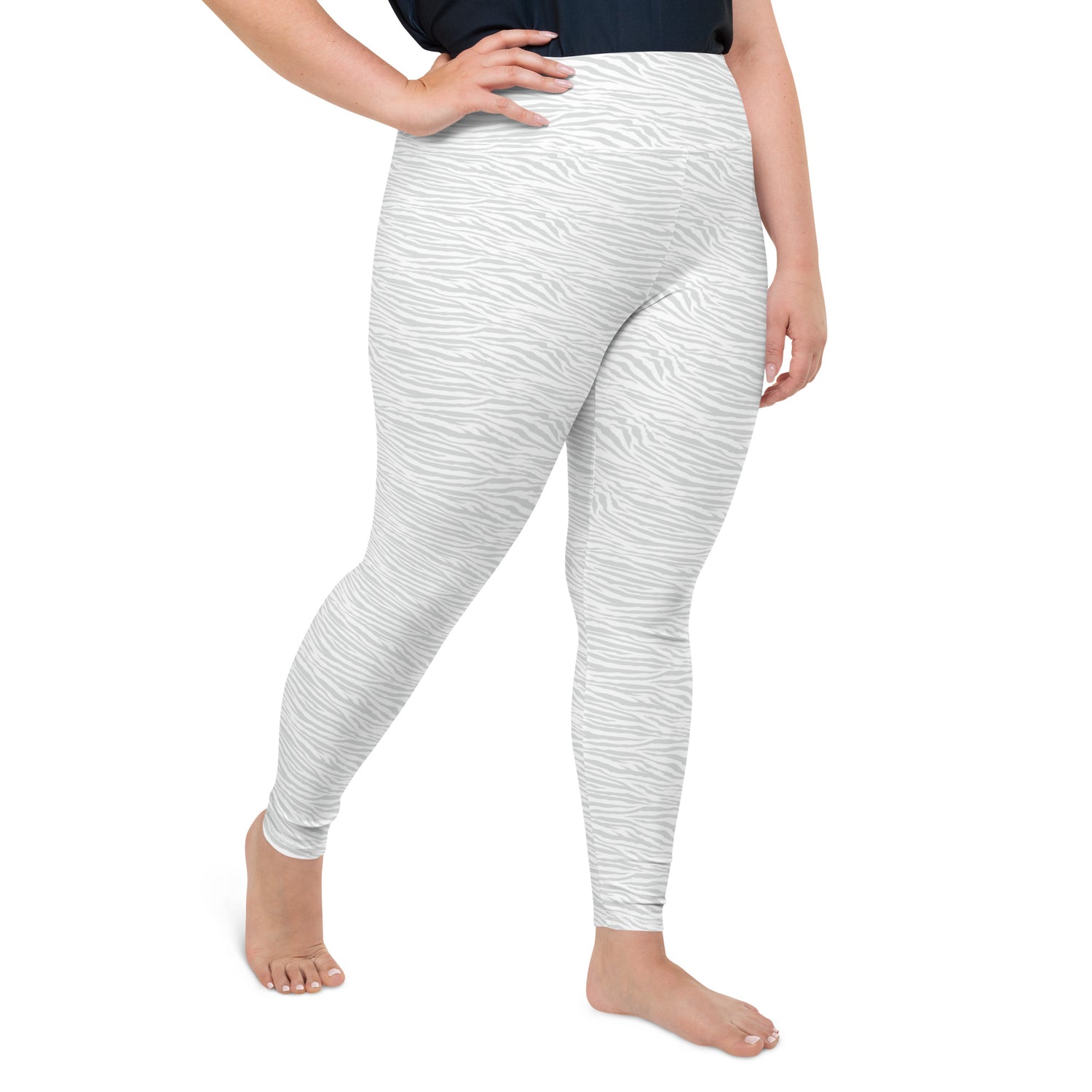 White Tiger Plus Size Leggings - COCOBLACK