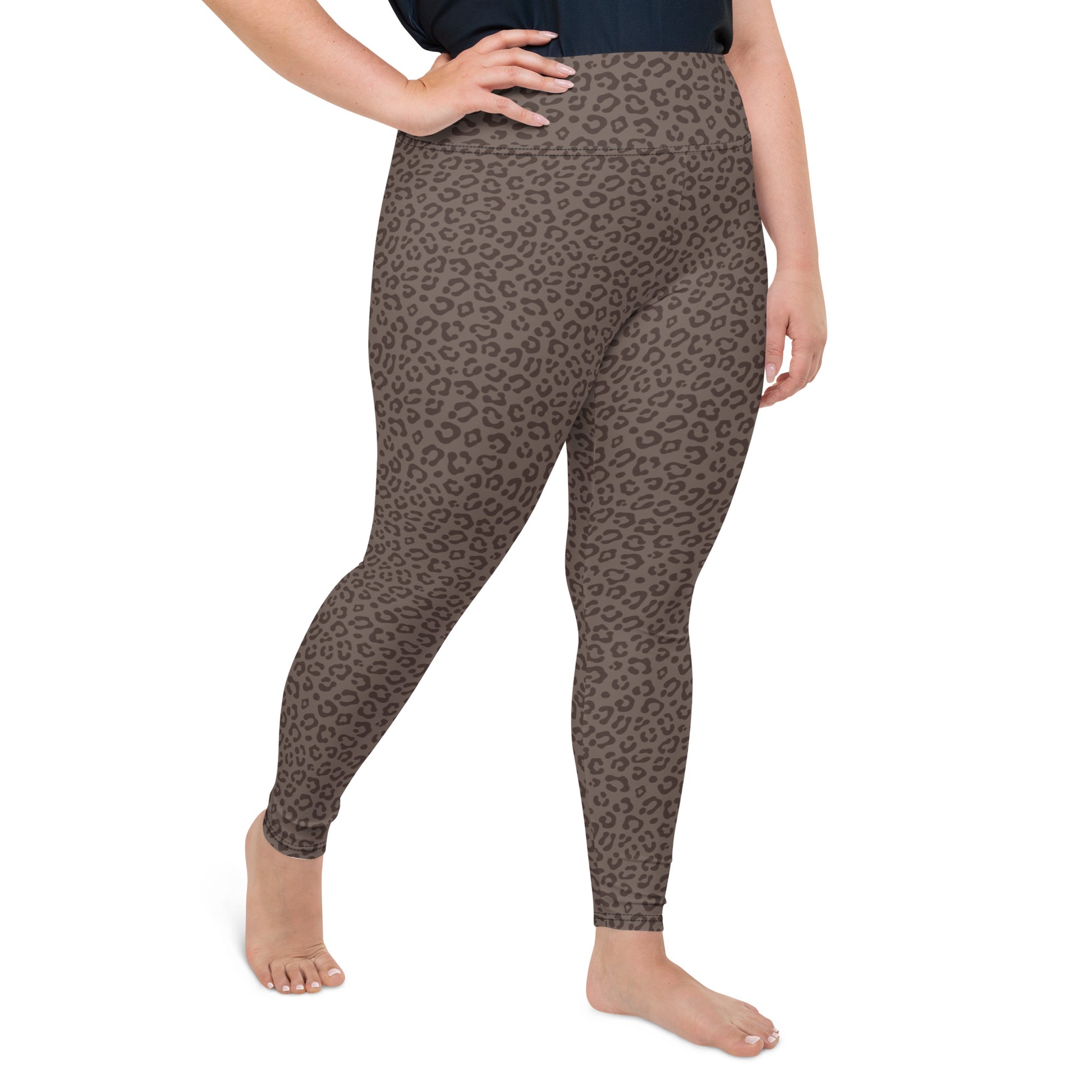 Brown Leopard Plus Size Leggings - COCOBLACK