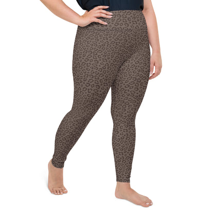 Brown Leopard Plus Size Leggings - COCOBLACK