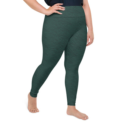 Dark Green Tiger Plus Size Leggings - COCOBLACK