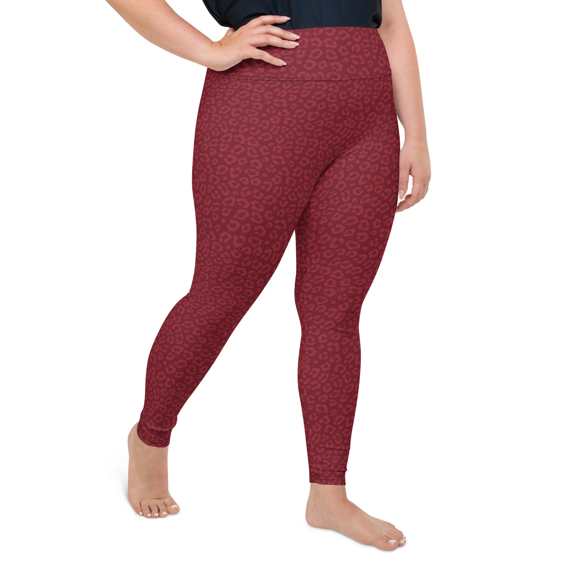 Red Leopard Plus Size Leggings - COCOBLACK