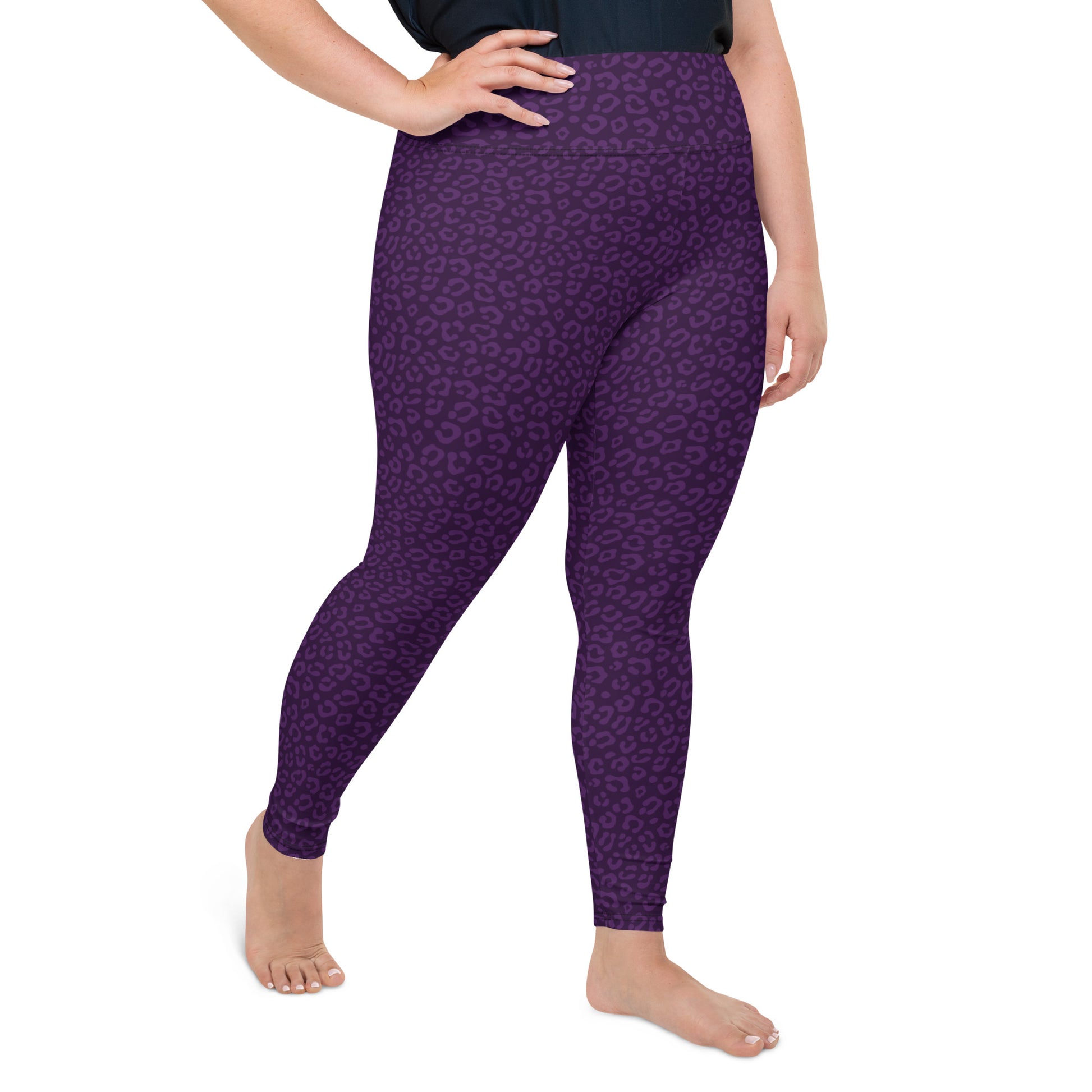 Purple Leopard Plus Size Leggings - COCOBLACK