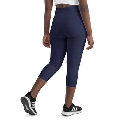 Navy Blue Capri Leggings - COCOBLACK