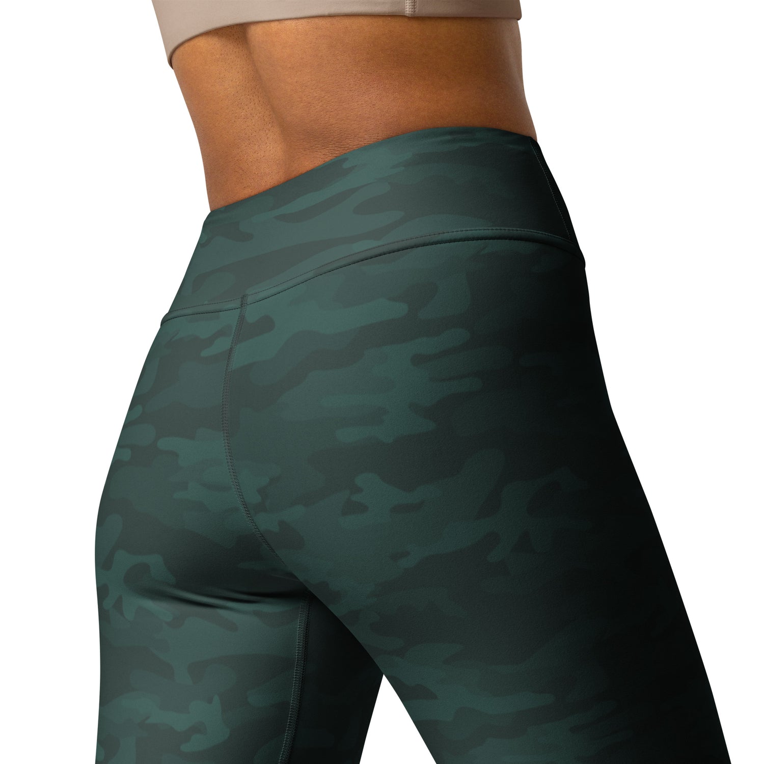 Dark Green Camo Yoga Pants - COCOBLACK