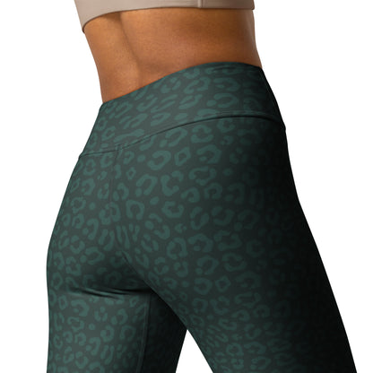 Dark Green Leopard Leggings - COCOBLACK