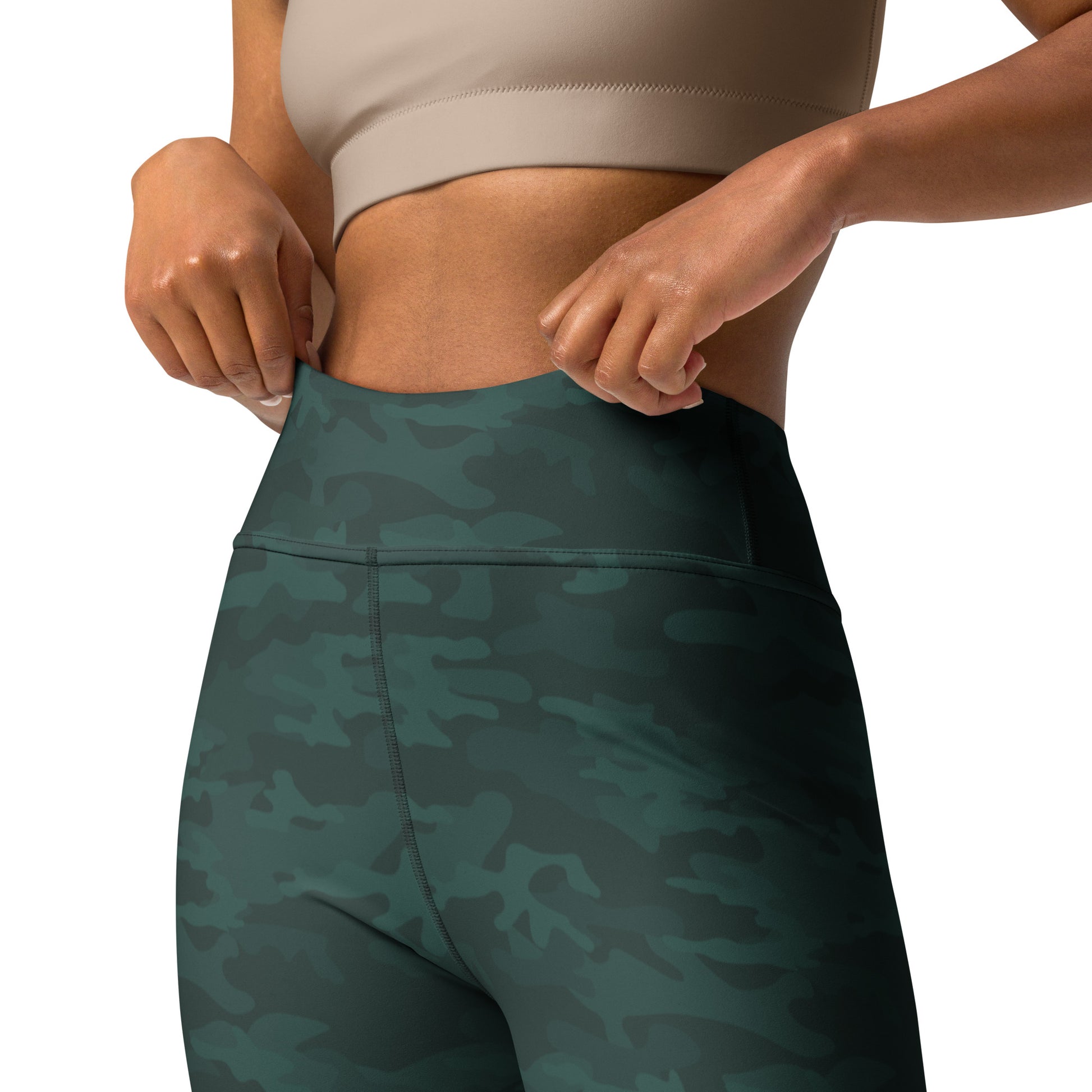 Dark Green Camo Yoga Pants - COCOBLACK