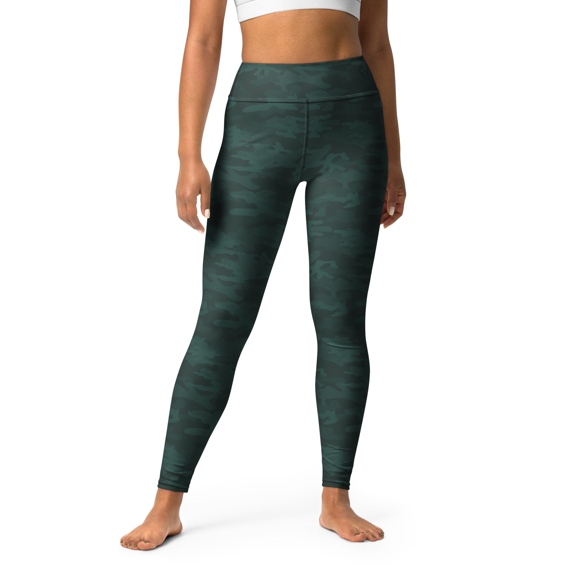 Dark Green Camo Yoga Pants - COCOBLACK