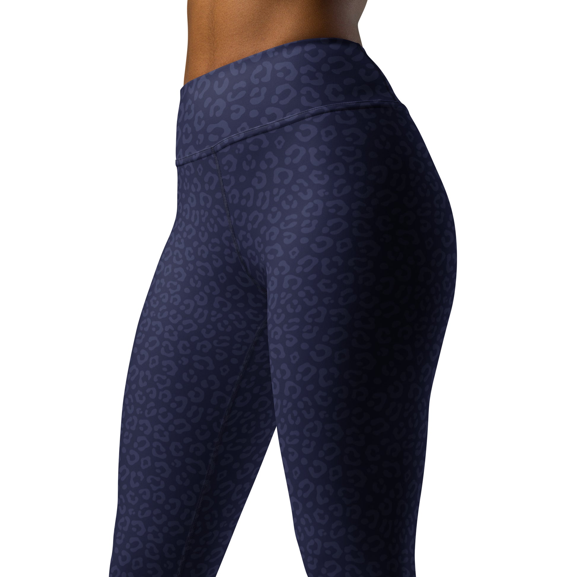 Navy Blue Leopard Leggings - COCOBLACK