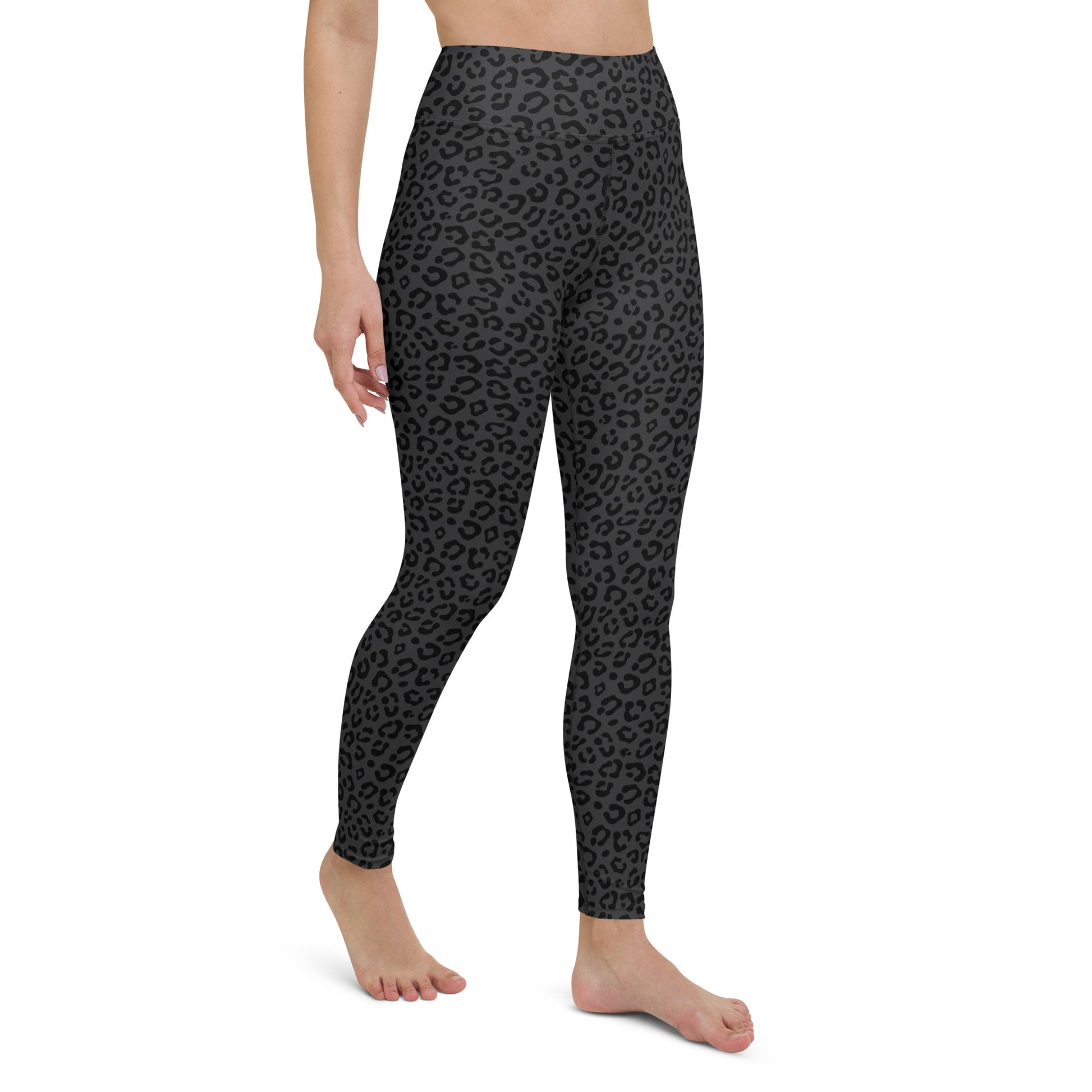 Dark Gray Leopard Yoga Pants - COCOBLACK