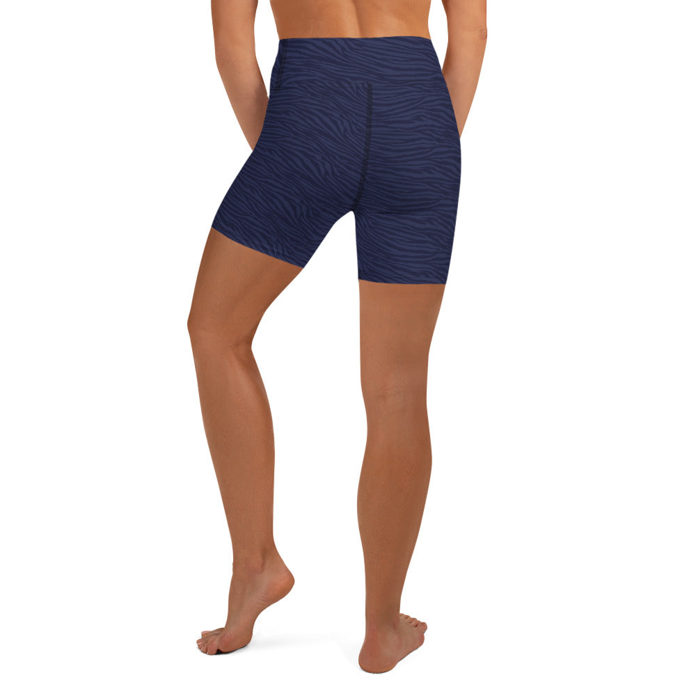 Navy Blue Tiger Biker Shorts - COCOBLACK