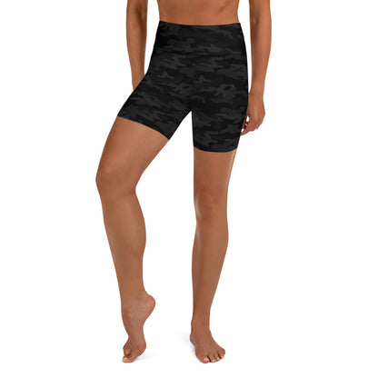 Black Camo Biker Shorts - COCOBLACK