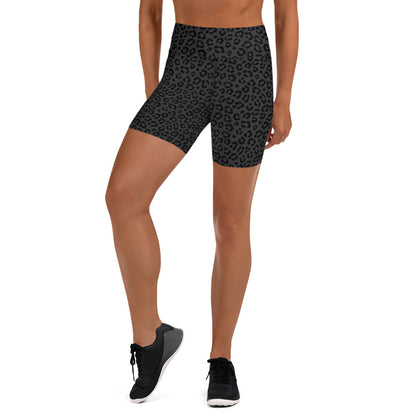 Dark Gray Leopard Biker Shorts - COCOBLACK