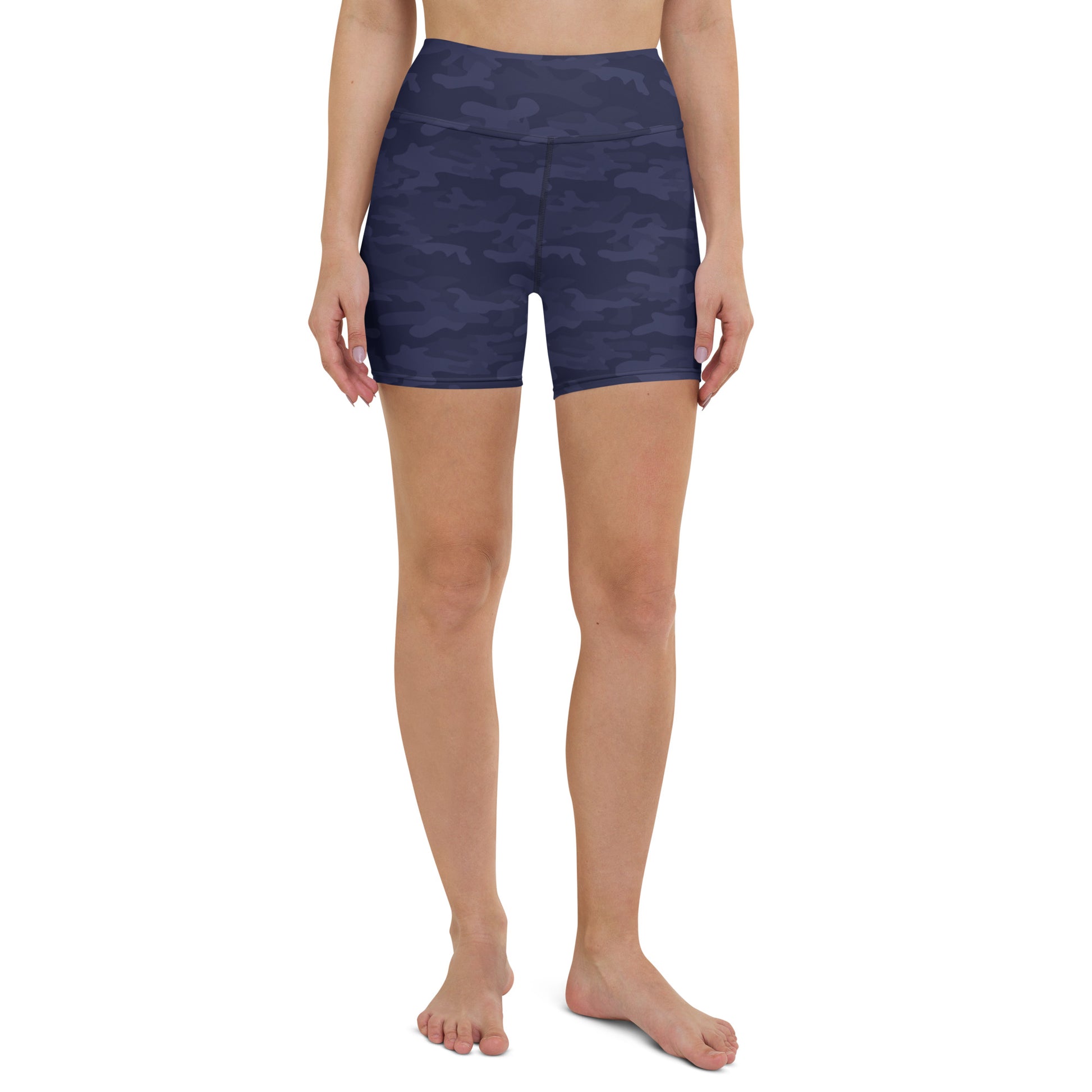 Navy Blue Camo Biker Shorts - COCOBLACK